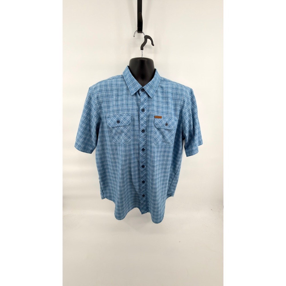Orvis Men's Blue Plaid Performance Shirt XL Short Sleeve Moisture Wicking‎ Tech